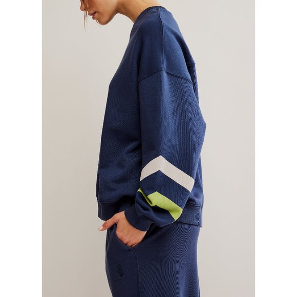 FP Movement by Free People Navy and Lime Crew Neck Sweater NWT - Picture 5 of 6